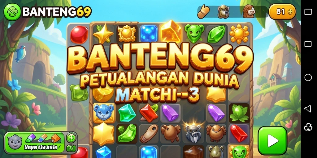 Screenshot gameplay BANTENG69 menunjukkan keseruan mencocokkan permata.