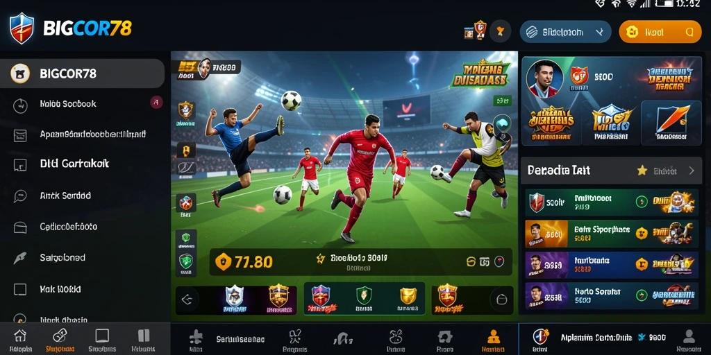 Screenshot BIGCOR78 menampilkan gameplay Sportsbook yang menarik.