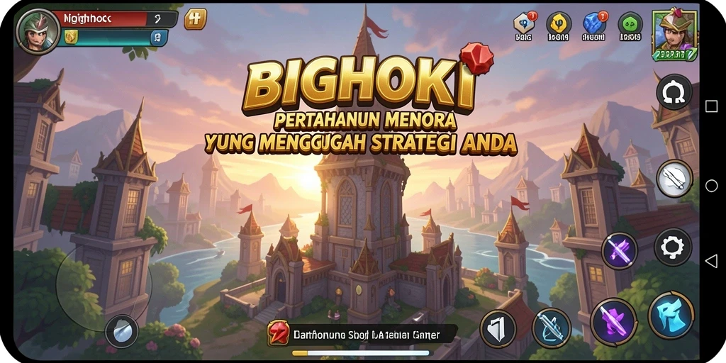 Tangkapan layar BIGHOKI menunjukkan serangan musuh dan menara yang beraksi.
