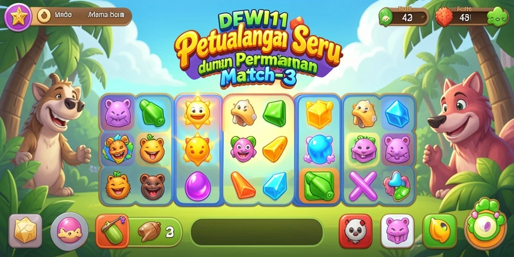 Gameplay DEWI11 yang seru dengan grafis warna-warni.