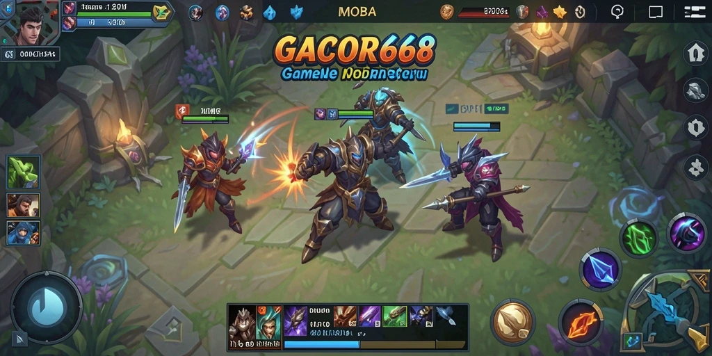 Tampilan gameplay MOBA yang mendebarkan di GACOR668.