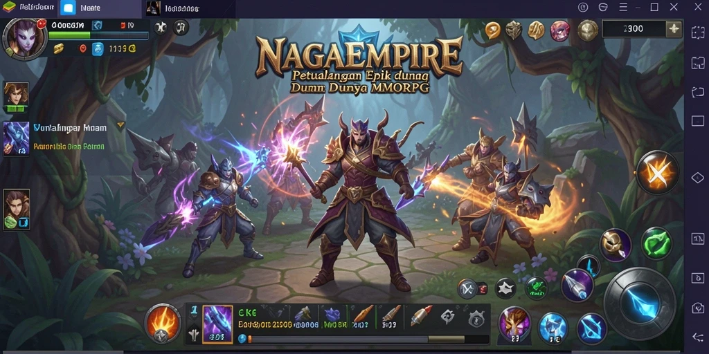 Screenshot NAGAEMPIRE menampilkan pertarungan seru dalam dunia MMORPG.