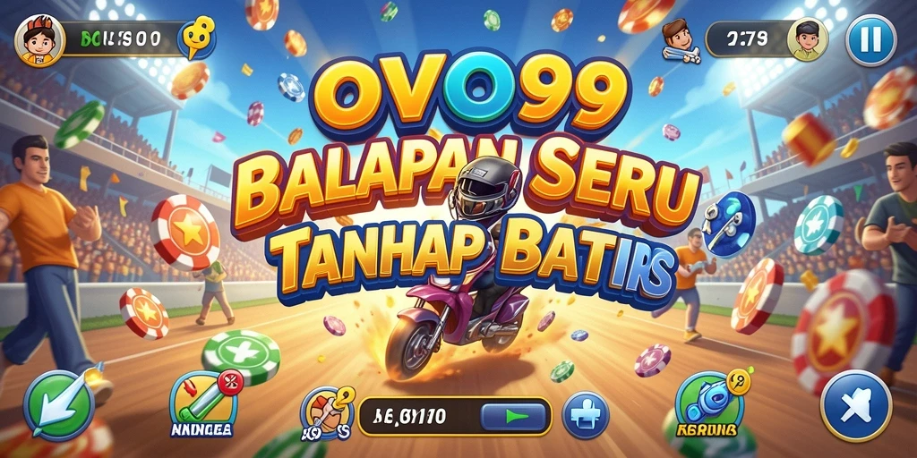 Tampilan gameplay OVO99 dengan mobil balap di trek yang menantang.