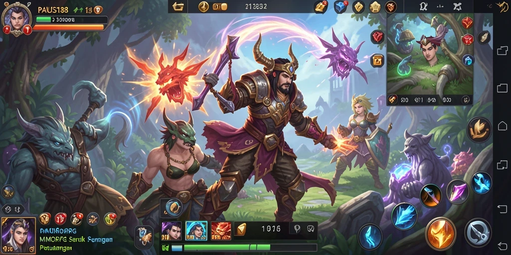Screenshot utama PAUS188 menampilkan aksi seru dalam permainan MMORPG.