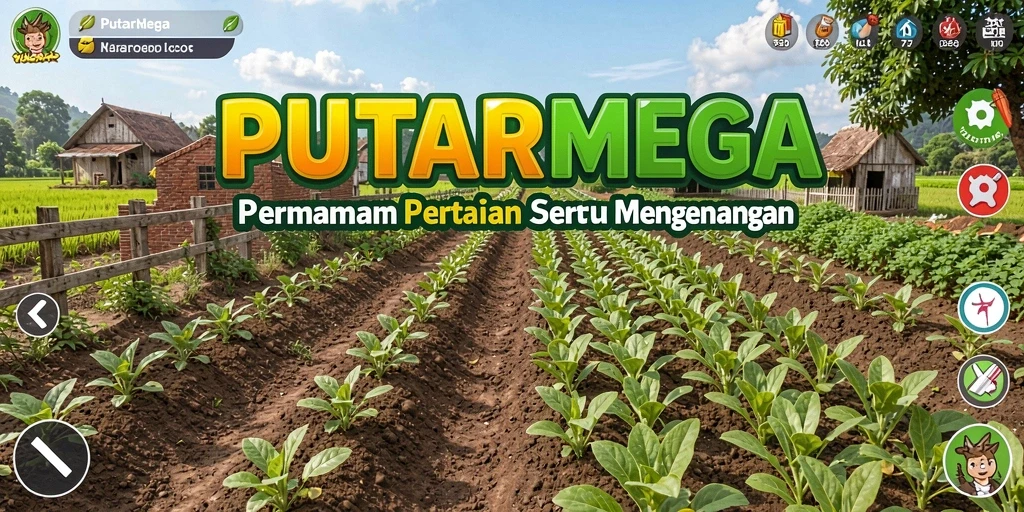 Screenshot gameplay PUTARMEGA menampilkan aktivitas bertani yang menarik.