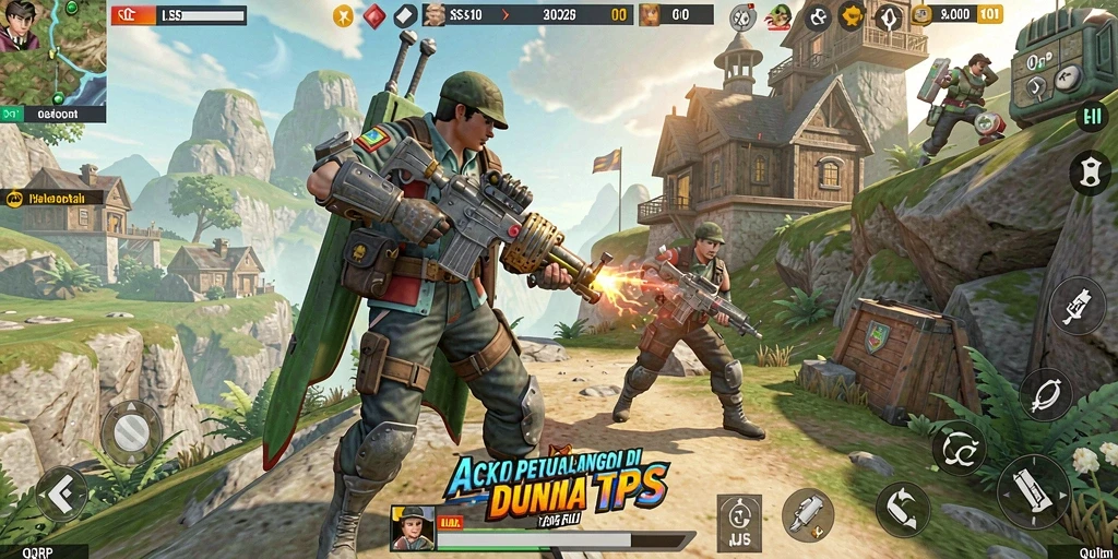 Screenshot QQRP menampilkan aksi seru dalam pertempuran TPS.