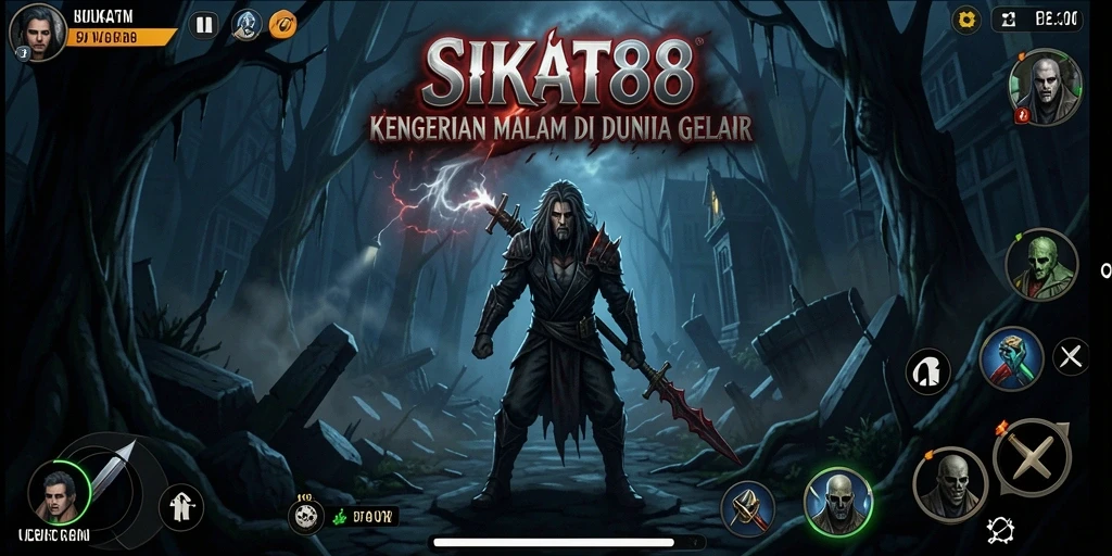 Tampilan gameplay menegangkan dalam SIKAT88 dengan suasana yang mencekam.