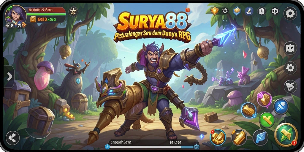 Tampilan gameplay SURYA88 yang menampilkan aksi penuh petualangan RPG.