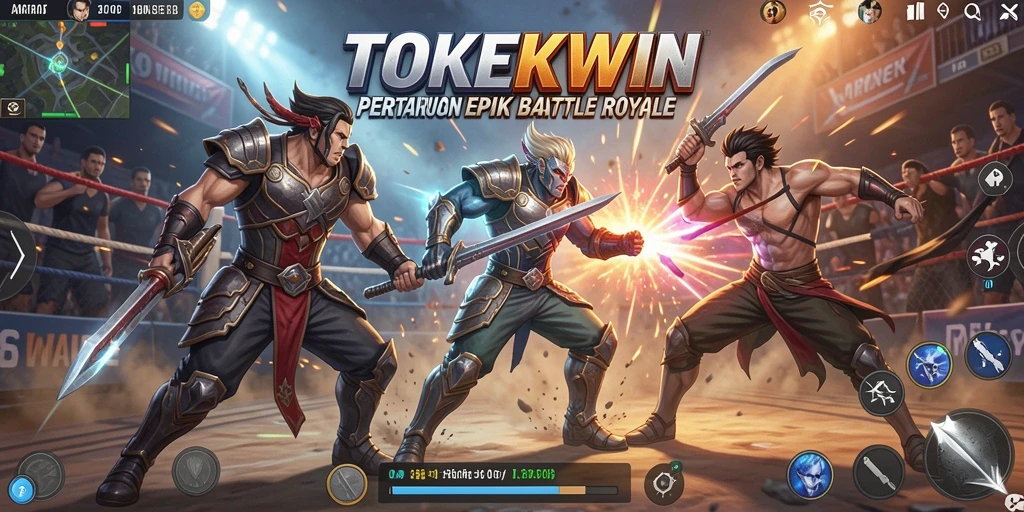 Tampilan aksi seru dari gameplay TOKEKWIN Battle Royale.