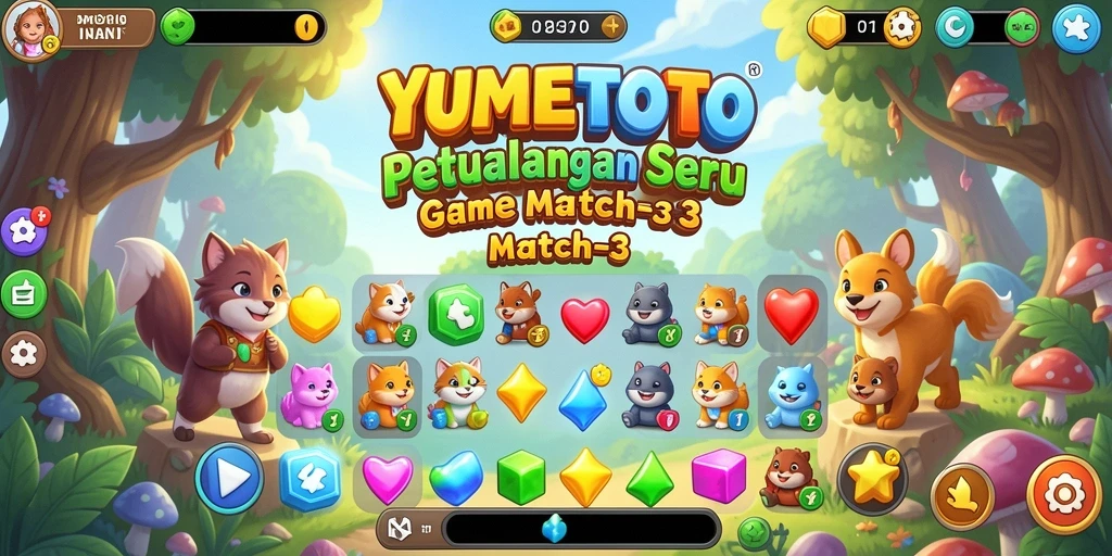 Tampilan gameplay YUMETOTO yang seru dalam permainan Match-3.